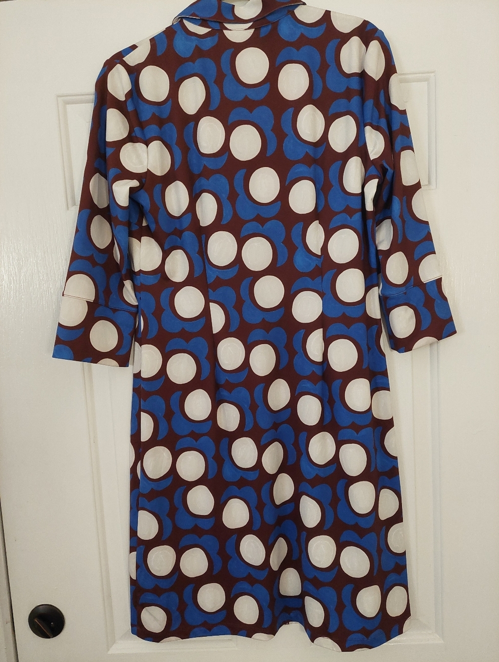 J.Mclaughlin Blue & White Polka Midi Shirt Dress with Belt Medium - Picture 6 of 6
